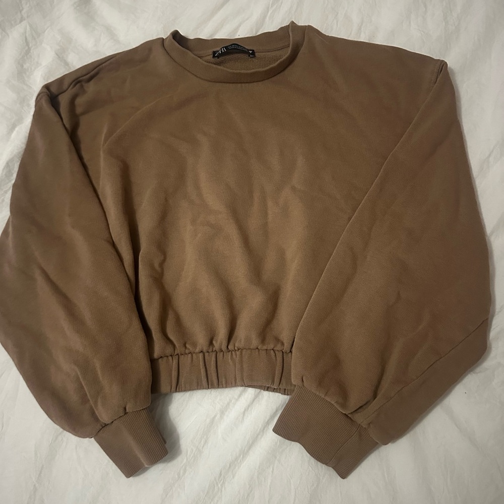 Brown slightly cropped crew neck